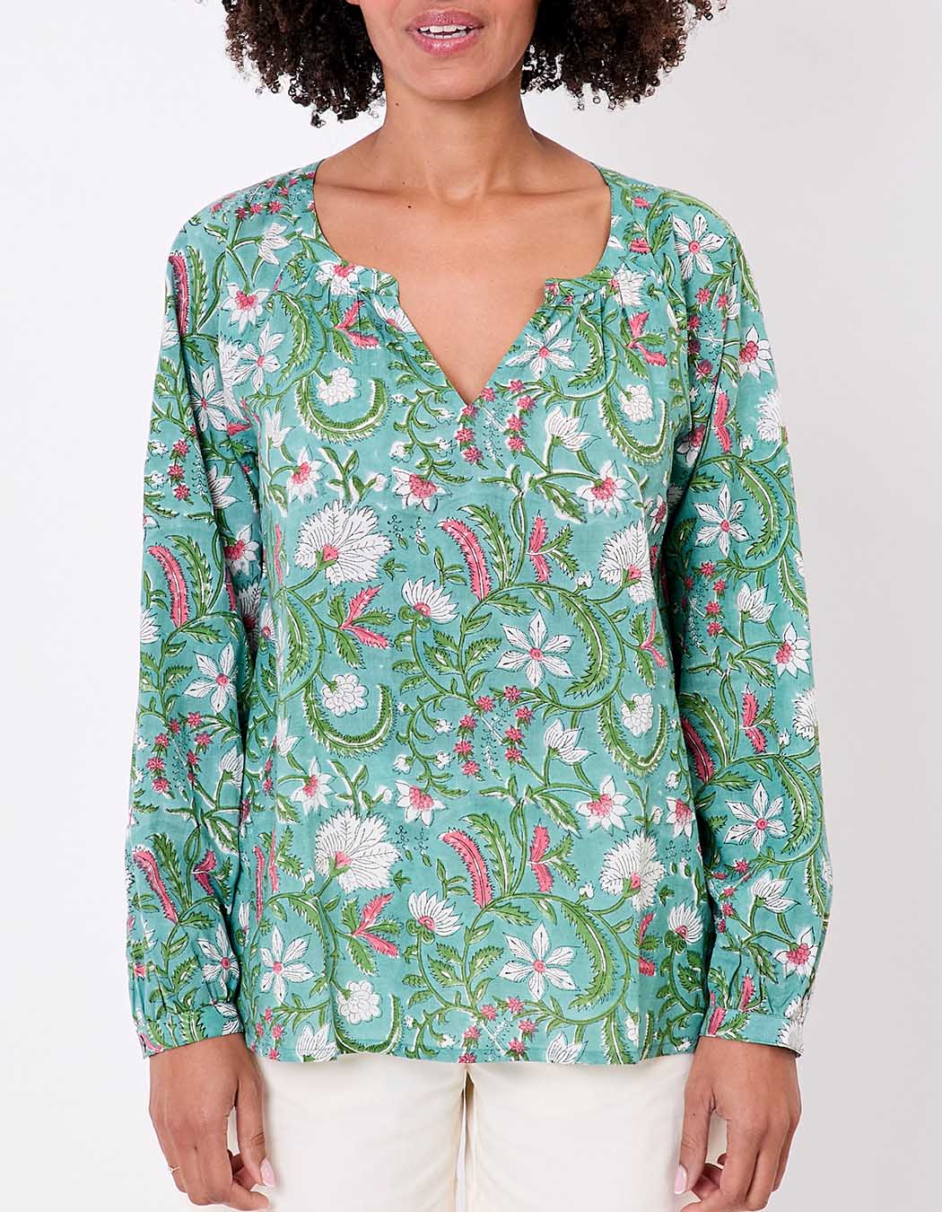 Blouse coton ample à manches longues imprimé La Fiancée