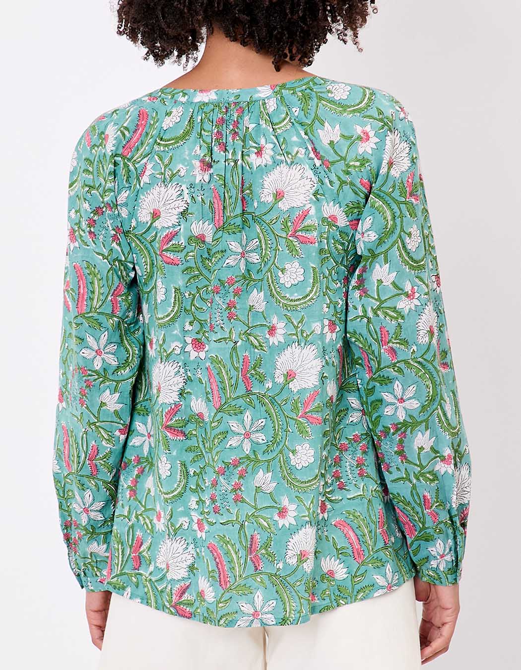 Blouse coton ample à manches longues imprimé La Fiancée