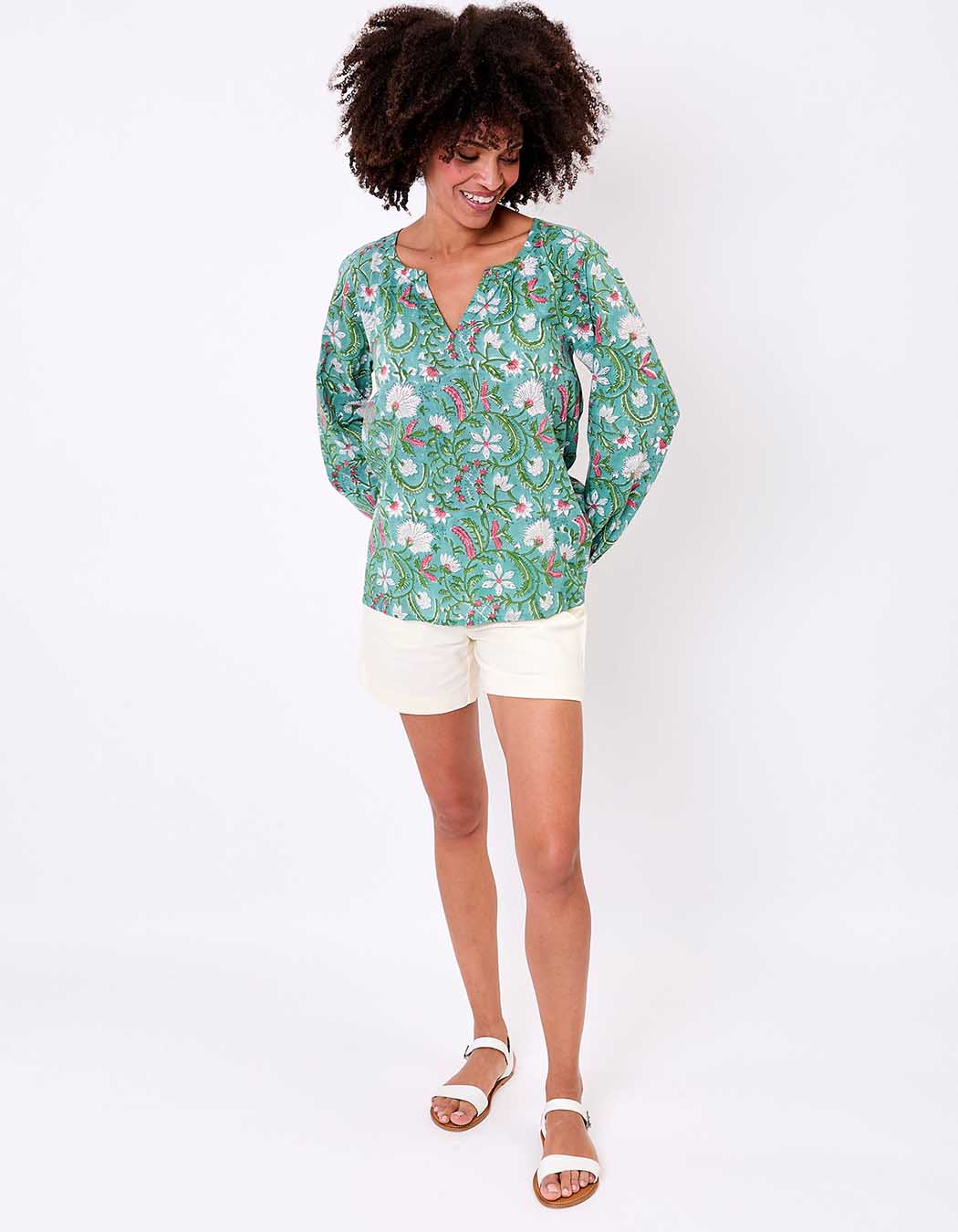 Blouse coton ample à manches longues imprimé La Fiancée