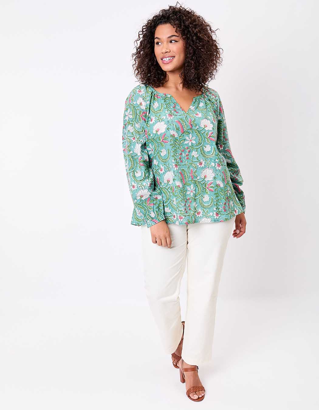 Blouse coton ample à manches longues imprimé La Fiancée
