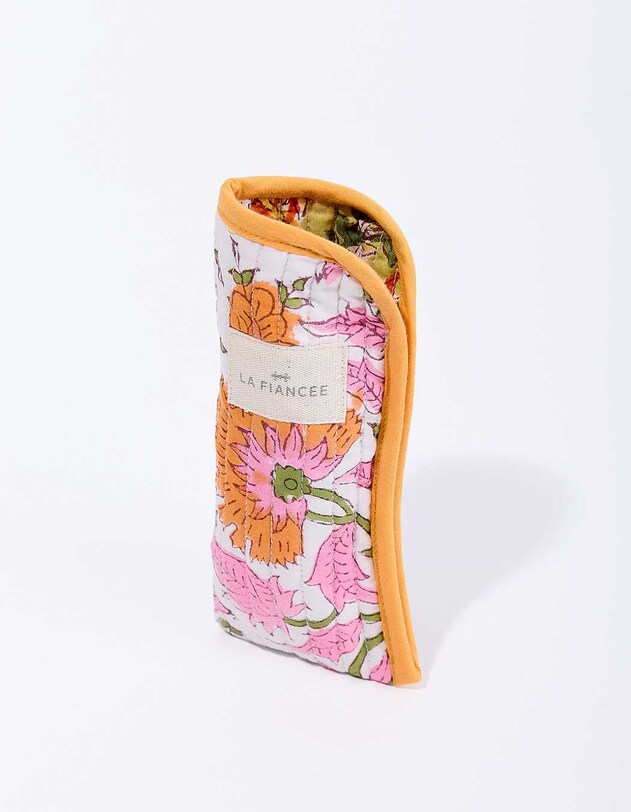 Pochette lunettes matelass&eacute;e en coton imprim&eacute; La Fianc&eacute;e