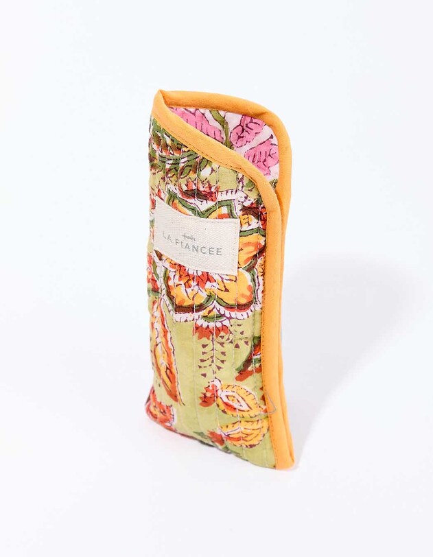 Pochette lunettes matelass&eacute;e en coton imprim&eacute; La Fianc&eacute;e