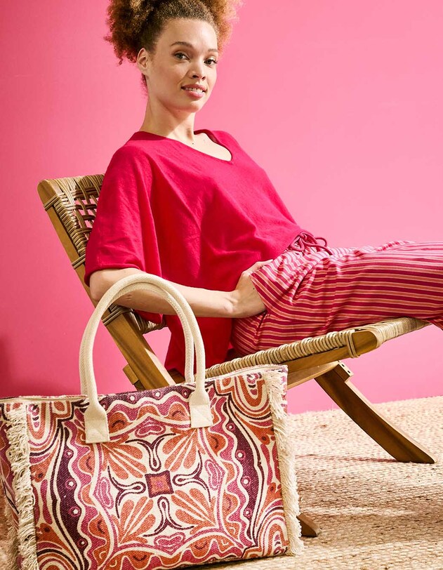 Grand sac cabas imprim&eacute; en coton imprim&eacute; La Fianc&eacute;e