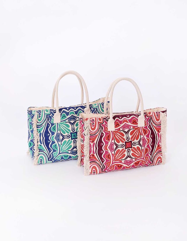 Grand sac cabas imprim&eacute; en coton imprim&eacute; La Fianc&eacute;e