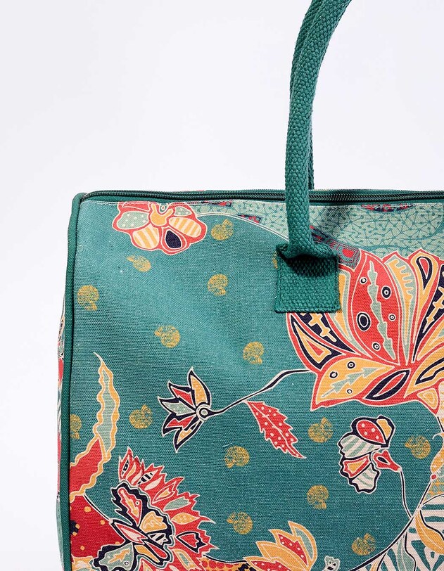 Grand sac week-end coton zipp&eacute; imprim&eacute; La Fianc&eacute;e