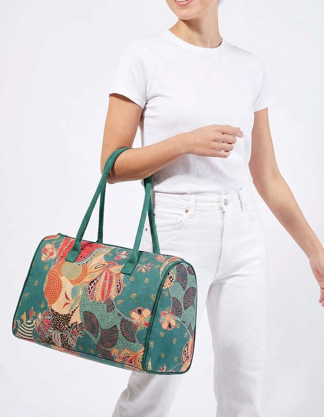 Grand sac week-end coton zipp&eacute; imprim&eacute; La Fianc&eacute;e