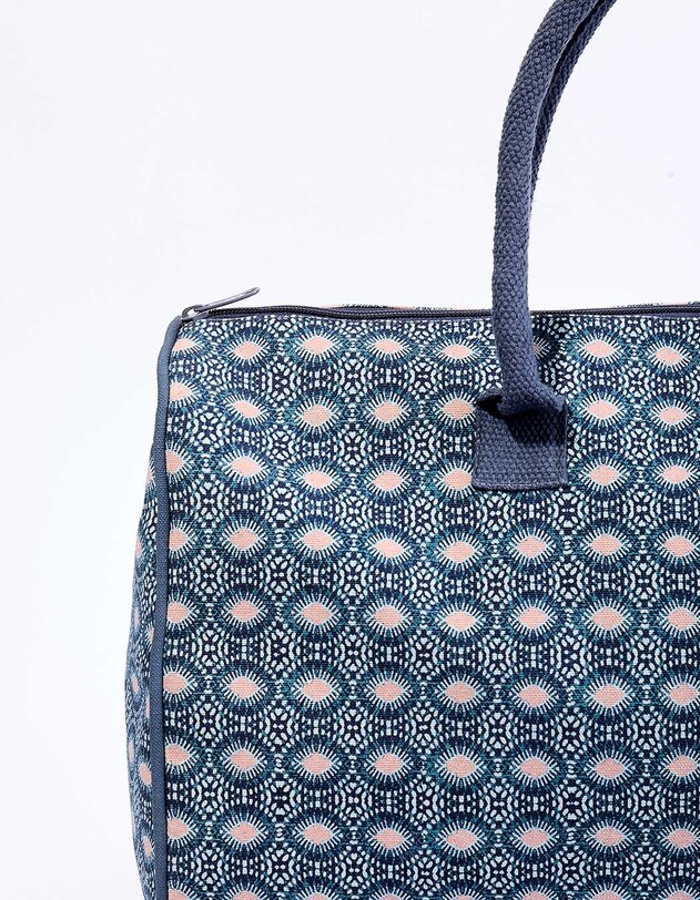 Grand sac week-end coton zipp&eacute; imprim&eacute; La Fianc&eacute;e