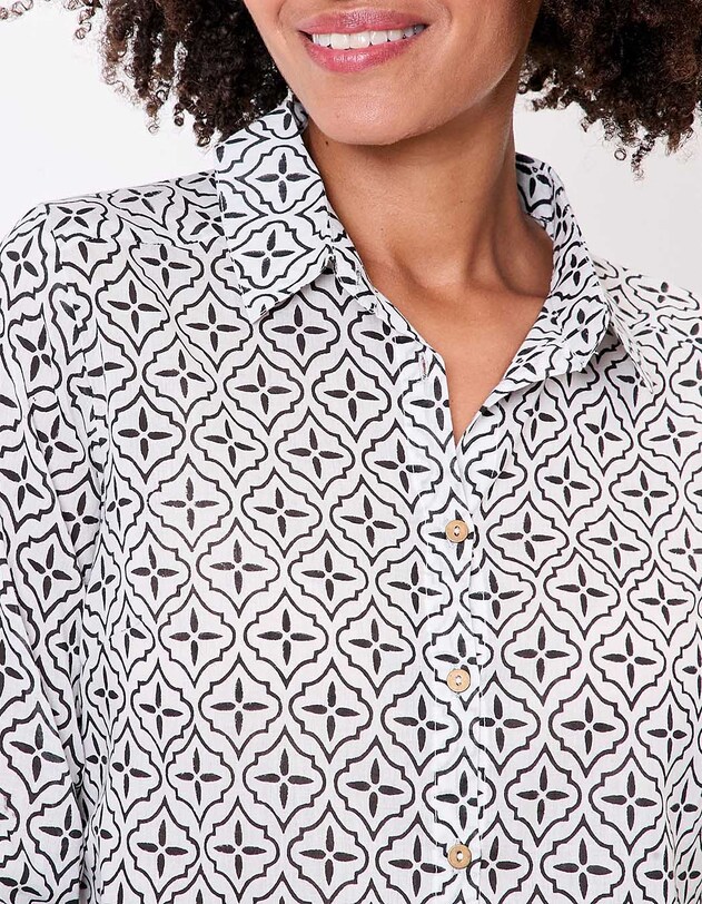 Chemise droite voile de coton bio imprim&eacute; La Fianc&eacute;e