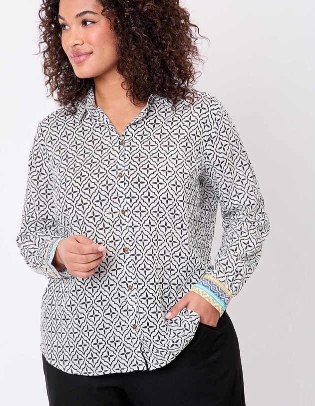 Chemise droite voile de coton bio imprim&eacute; La Fianc&eacute;e