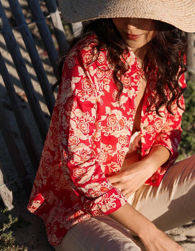 Chemise droite voile de coton bio imprim&eacute; La Fianc&eacute;e