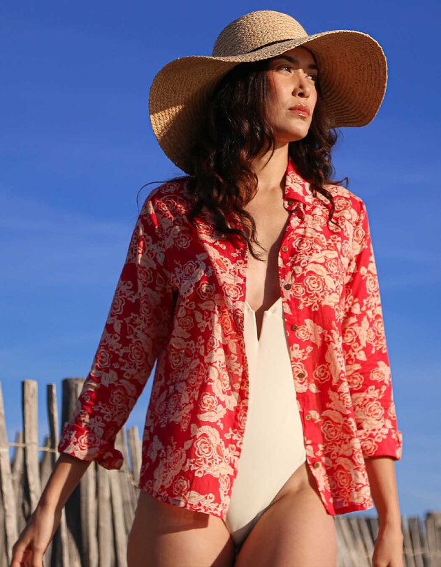 Chemise droite voile de coton bio imprim&eacute; La Fianc&eacute;e