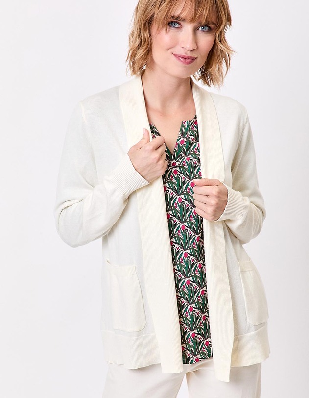 Gilet long col ch&acirc;le uni imprim&eacute; La Fianc&eacute;e