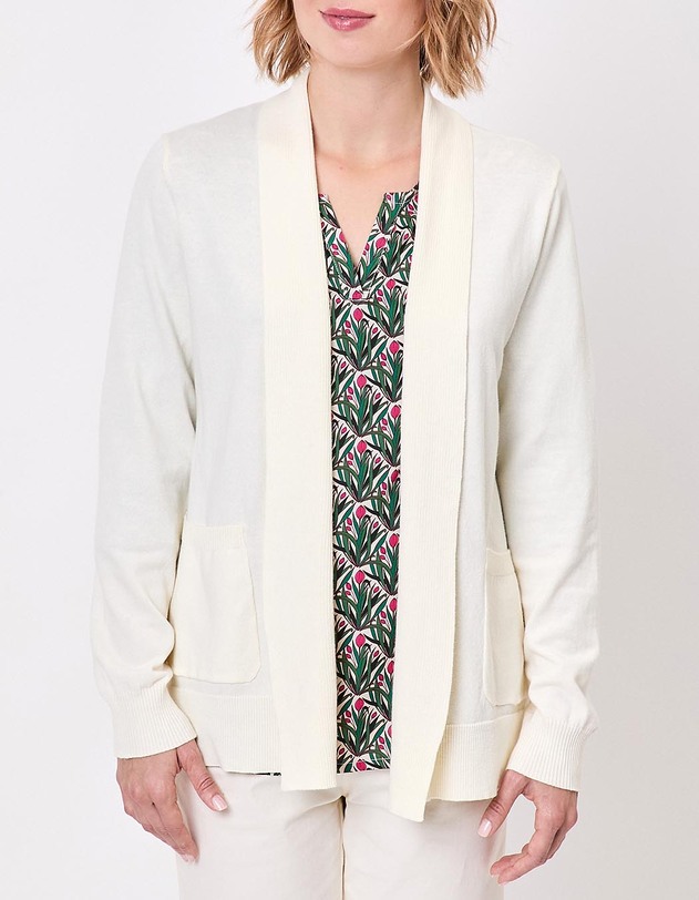Gilet long col ch&acirc;le uni imprim&eacute; La Fianc&eacute;e