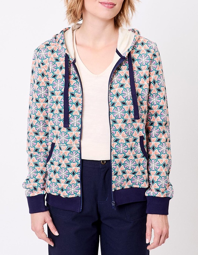 Sweat femme &agrave; capuche coton bio imprim&eacute; La Fianc&eacute;e