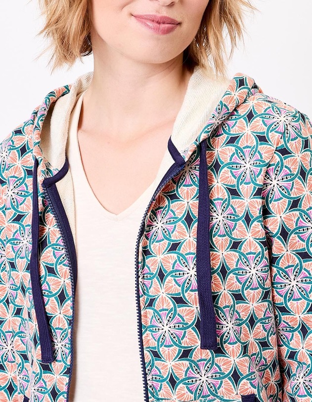 Sweat femme &agrave; capuche coton bio imprim&eacute; La Fianc&eacute;e