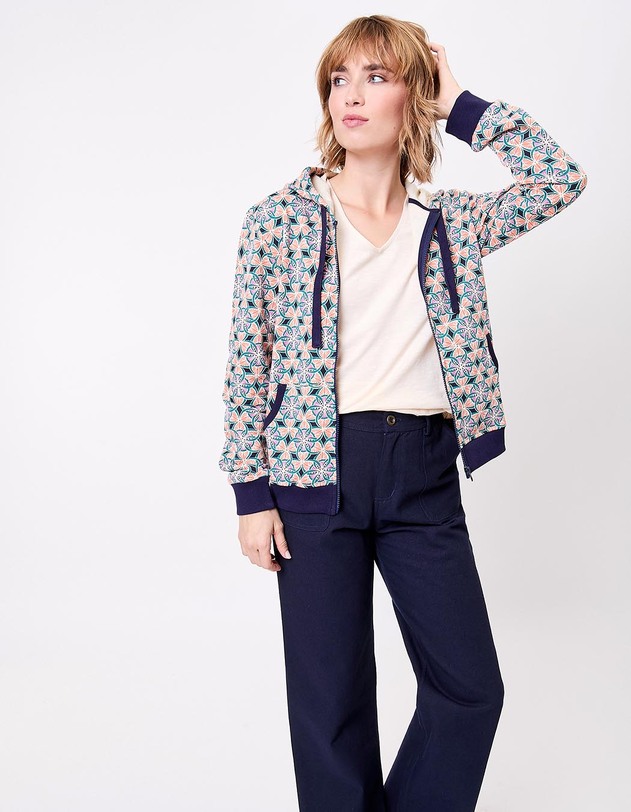 Sweat femme &agrave; capuche coton bio imprim&eacute; La Fianc&eacute;e