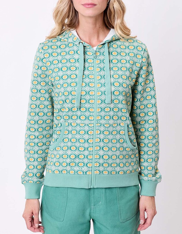 Sweat femme &agrave; capuche coton bio imprim&eacute; La Fianc&eacute;e