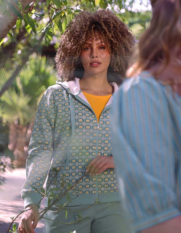 Sweat femme &agrave; capuche coton bio imprim&eacute; La Fianc&eacute;e