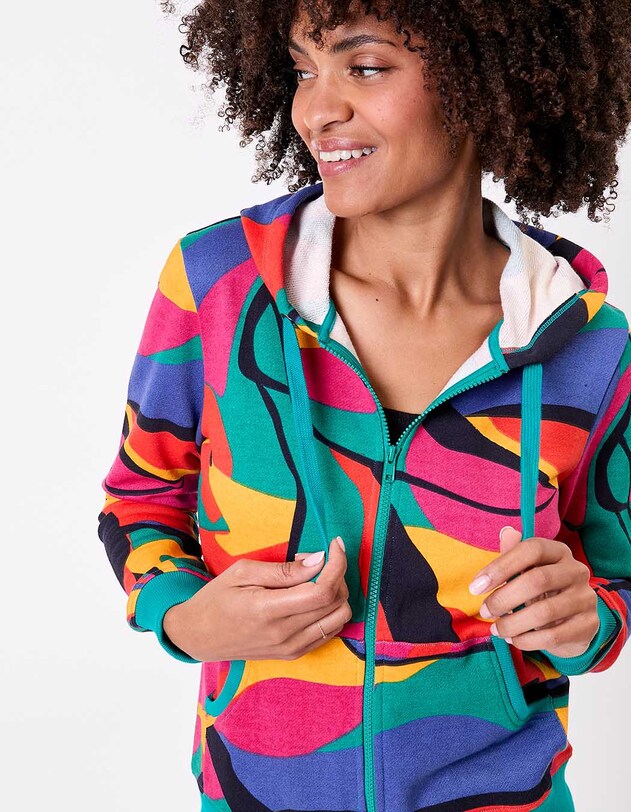Sweat femme &agrave; capuche coton bio imprim&eacute; La Fianc&eacute;e