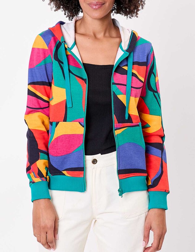 Sweat femme &agrave; capuche coton bio imprim&eacute; La Fianc&eacute;e