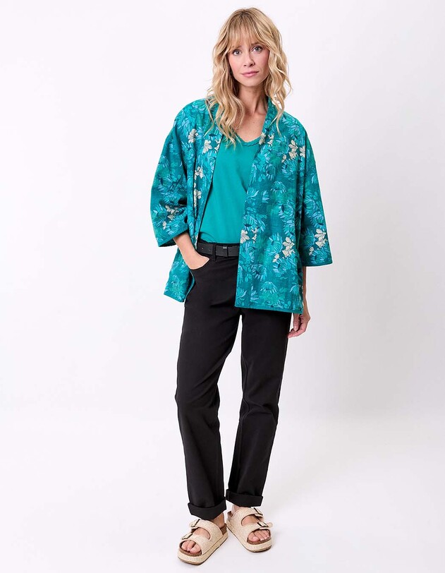 Veste kimono r&eacute;versible en coton bio imprim&eacute; La Fianc&eacute;e