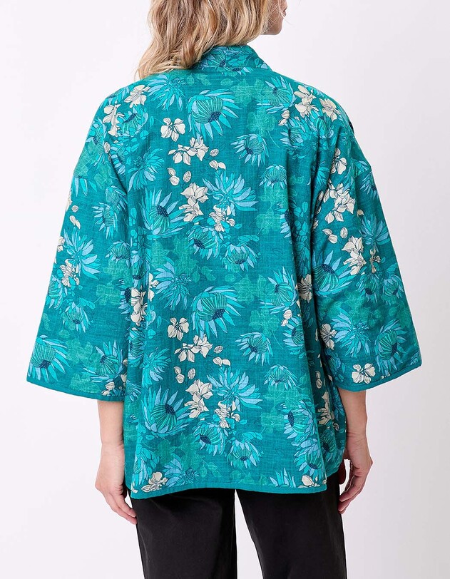 Veste kimono r&eacute;versible en coton bio imprim&eacute; La Fianc&eacute;e