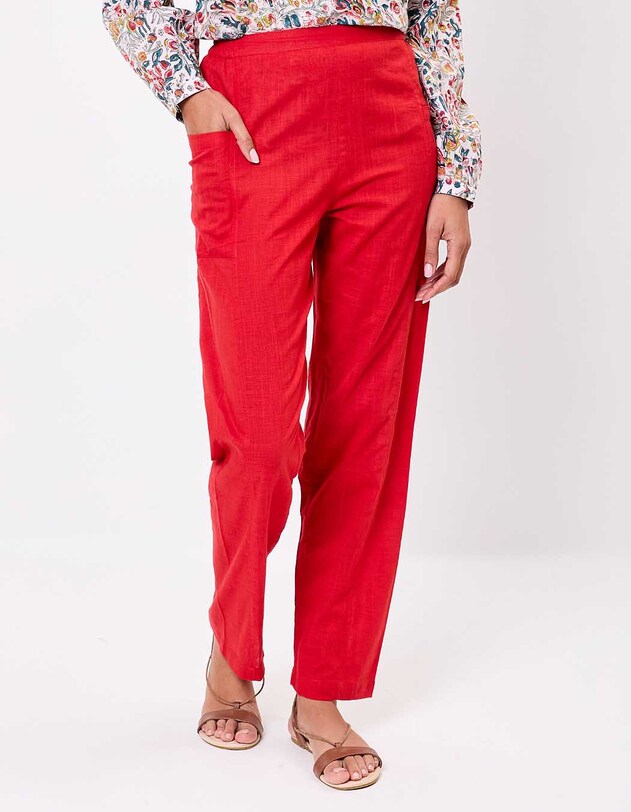 Pantalon coton bio droit avec poches imprim&eacute; La Fianc&eacute;e