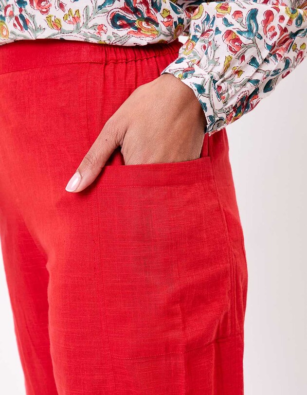 Pantalon coton bio droit avec poches imprim&eacute; La Fianc&eacute;e
