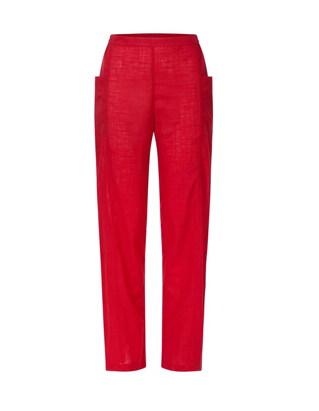 Pantalon coton bio droit avec poches imprim&eacute; La Fianc&eacute;e