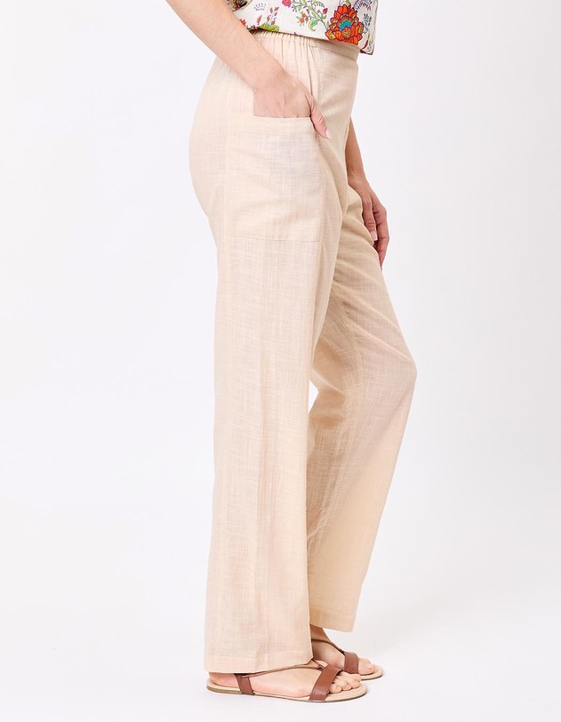 Pantalon coton bio droit avec poches imprim&eacute; La Fianc&eacute;e