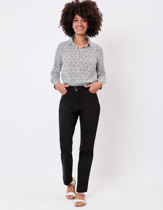Pantalon ajust&eacute; coton stretch ceintur&eacute; imprim&eacute; La Fianc&eacute;e