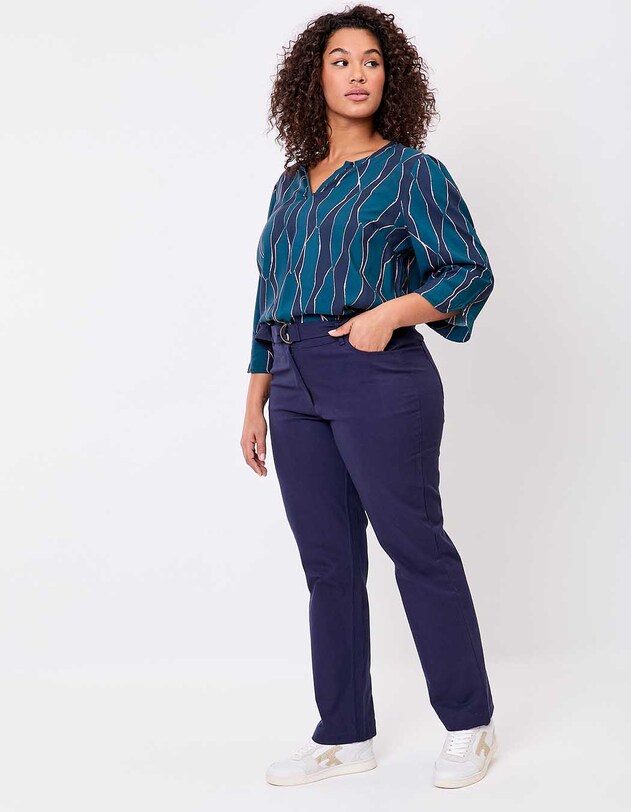 Pantalon ajust&eacute; coton stretch ceintur&eacute; imprim&eacute; La Fianc&eacute;e