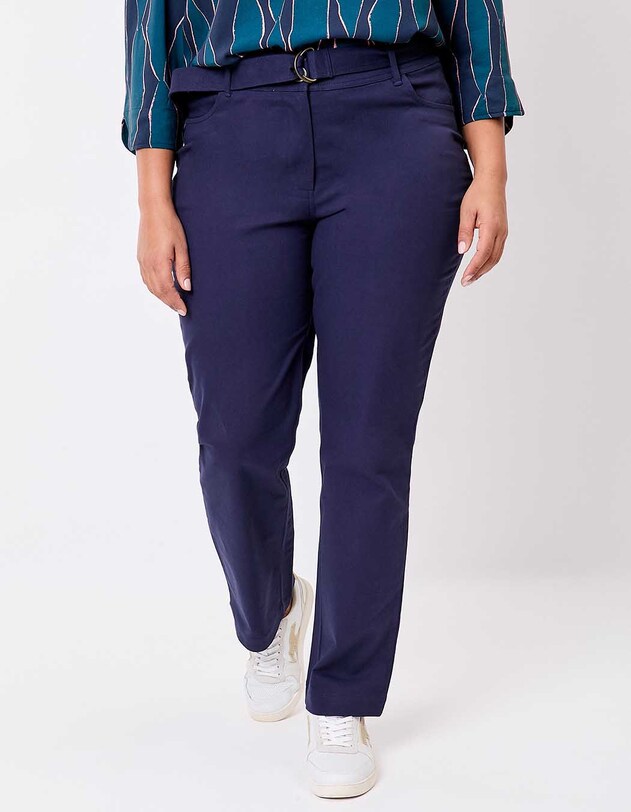 Pantalon ajust&eacute; coton stretch ceintur&eacute; imprim&eacute; La Fianc&eacute;e