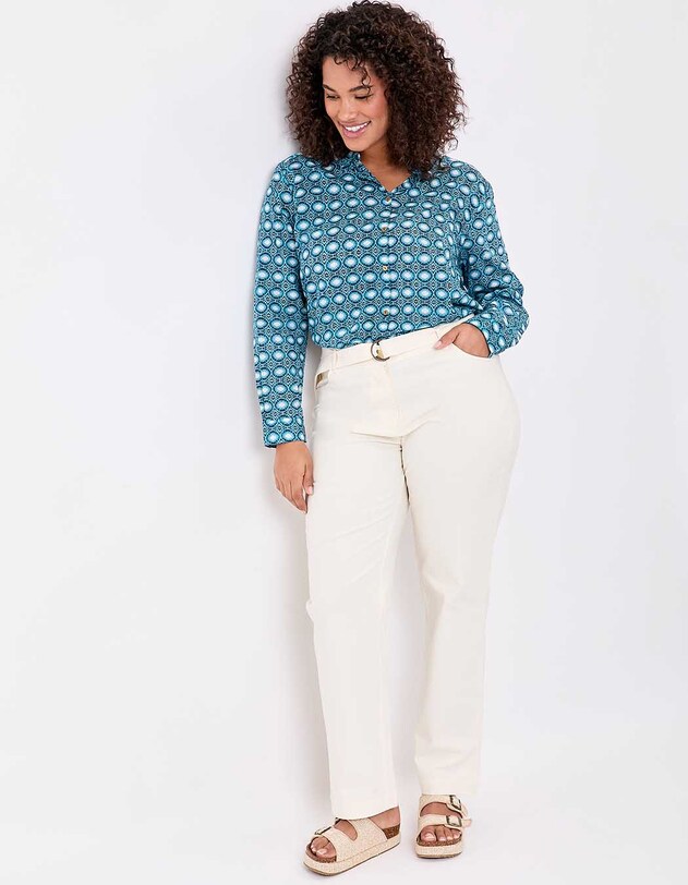 Pantalon ajust&eacute; coton stretch ceintur&eacute; imprim&eacute; La Fianc&eacute;e