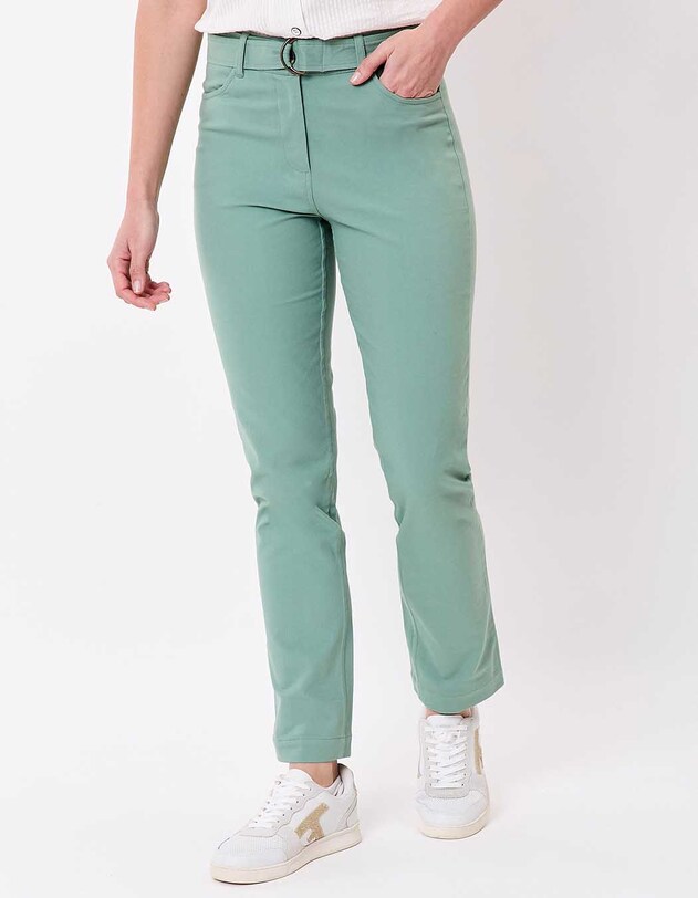 Pantalon ajust&eacute; coton stretch ceintur&eacute; imprim&eacute; La Fianc&eacute;e