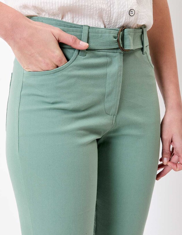 Pantalon ajust&eacute; coton stretch ceintur&eacute; imprim&eacute; La Fianc&eacute;e