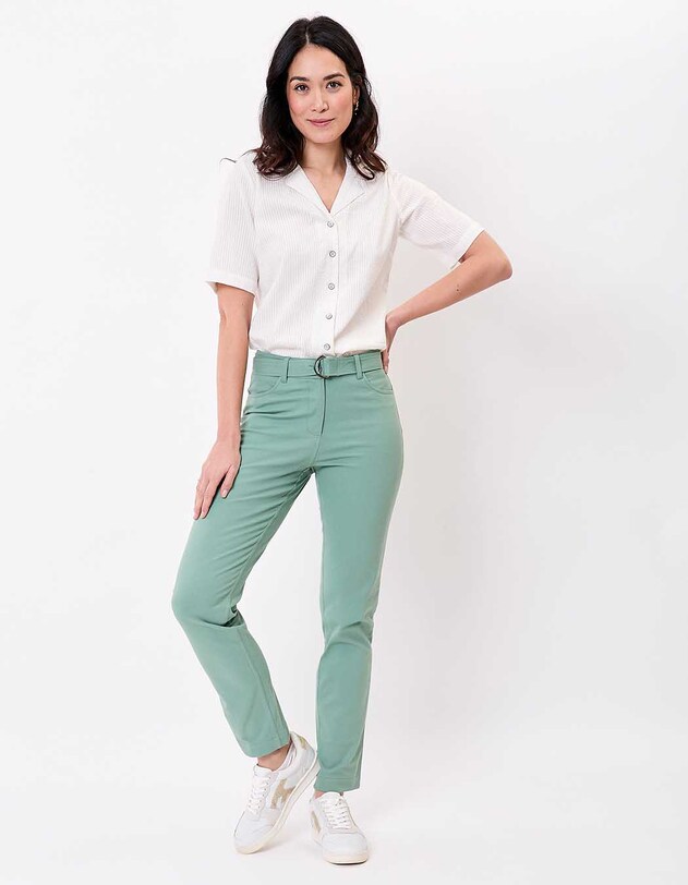 Pantalon ajust&eacute; coton stretch ceintur&eacute; imprim&eacute; La Fianc&eacute;e