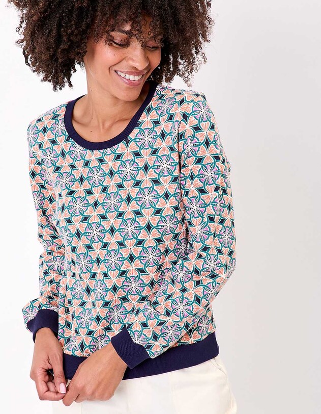 Sweat imprim&eacute; &agrave; col rond en coton bio imprim&eacute; La Fianc&eacute;e