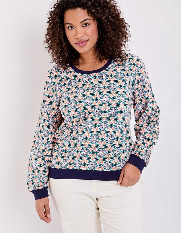 Sweat imprim&eacute; &agrave; col rond en coton bio imprim&eacute; La Fianc&eacute;e