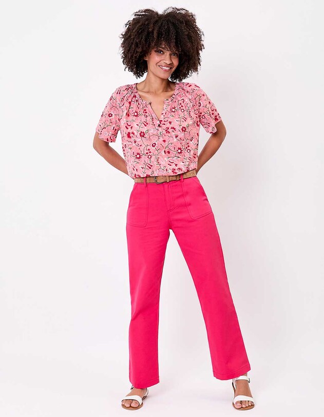 Pantalon droit coton bio &eacute;pais imprim&eacute; La Fianc&eacute;e