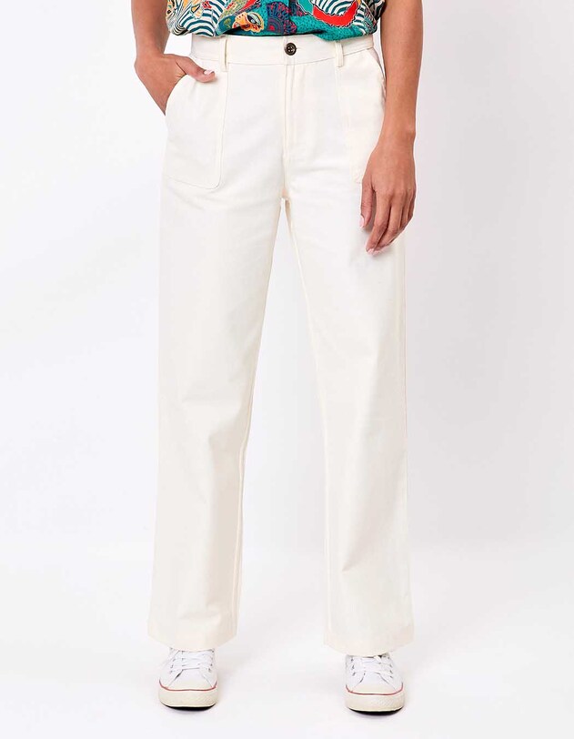 Pantalon droit coton bio &eacute;pais imprim&eacute; La Fianc&eacute;e