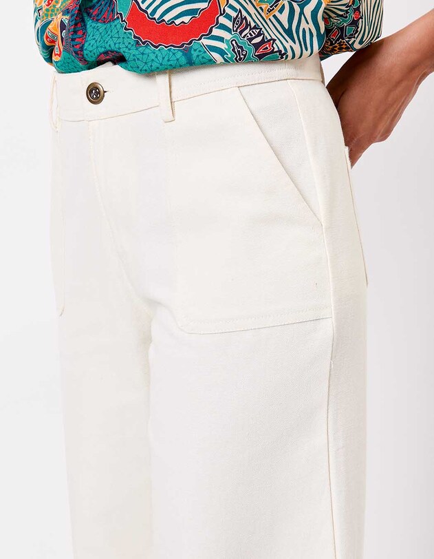 Pantalon droit coton bio &eacute;pais imprim&eacute; La Fianc&eacute;e