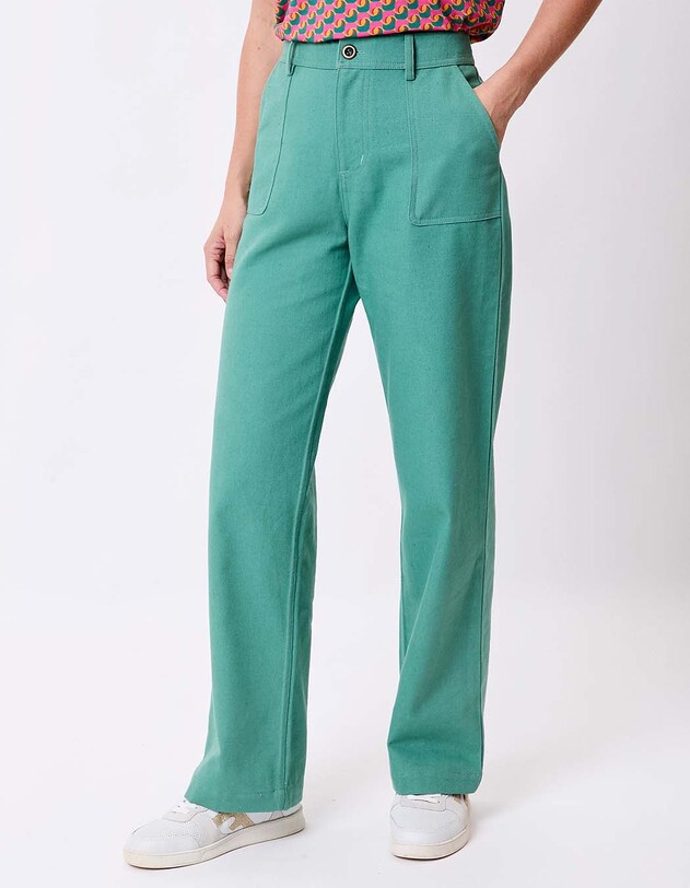 Pantalon droit coton bio &eacute;pais imprim&eacute; La Fianc&eacute;e