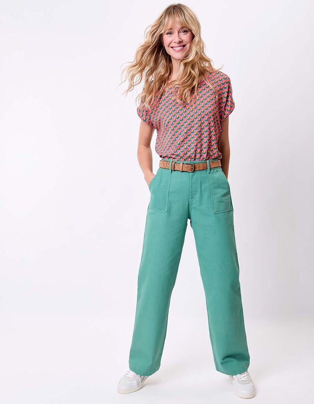 Pantalon droit coton bio &eacute;pais imprim&eacute; La Fianc&eacute;e