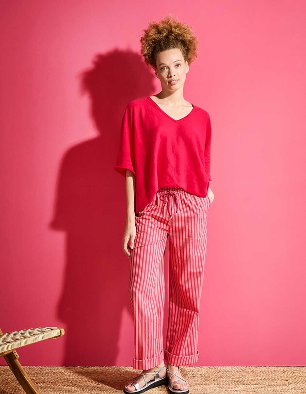 Pantalon rayures coton bio imprim&eacute; La Fianc&eacute;e