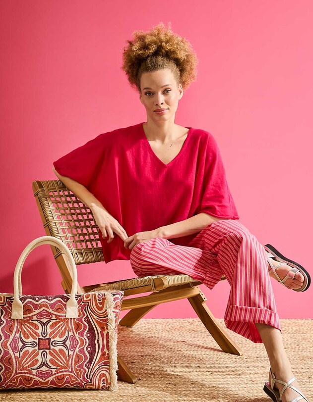 Pantalon rayures coton bio imprim&eacute; La Fianc&eacute;e