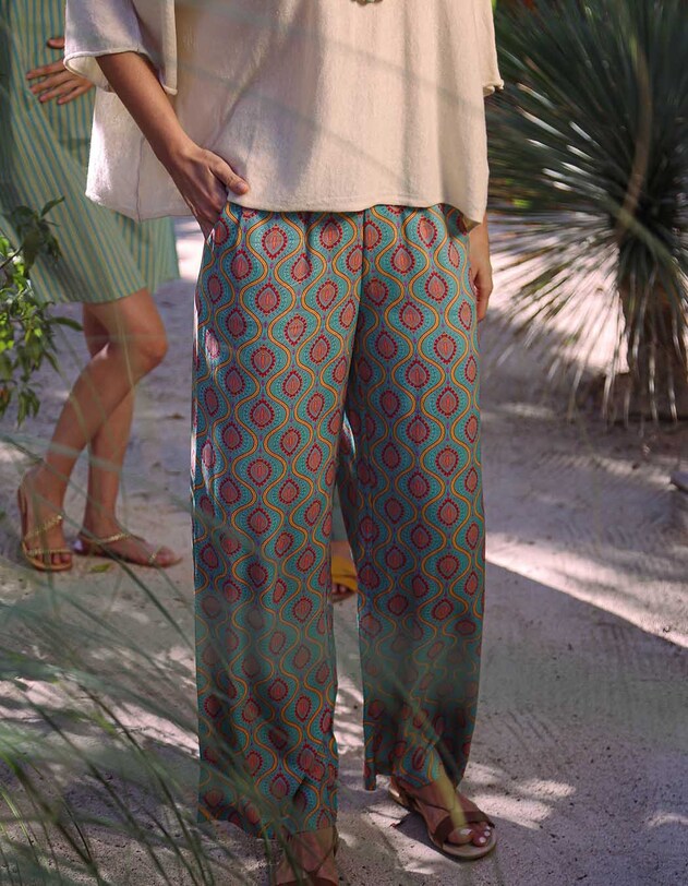 Pantalon fluide &eacute;lastiqu&eacute; large imprim&eacute; La Fianc&eacute;e