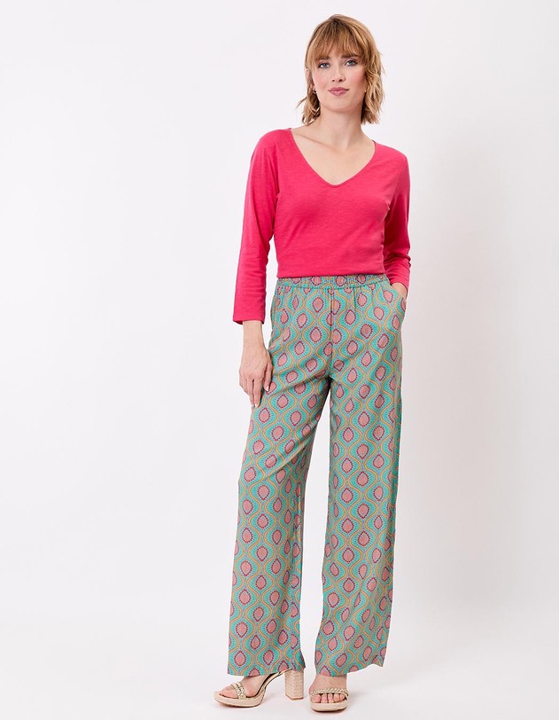 Pantalon fluide &eacute;lastiqu&eacute; large imprim&eacute; La Fianc&eacute;e