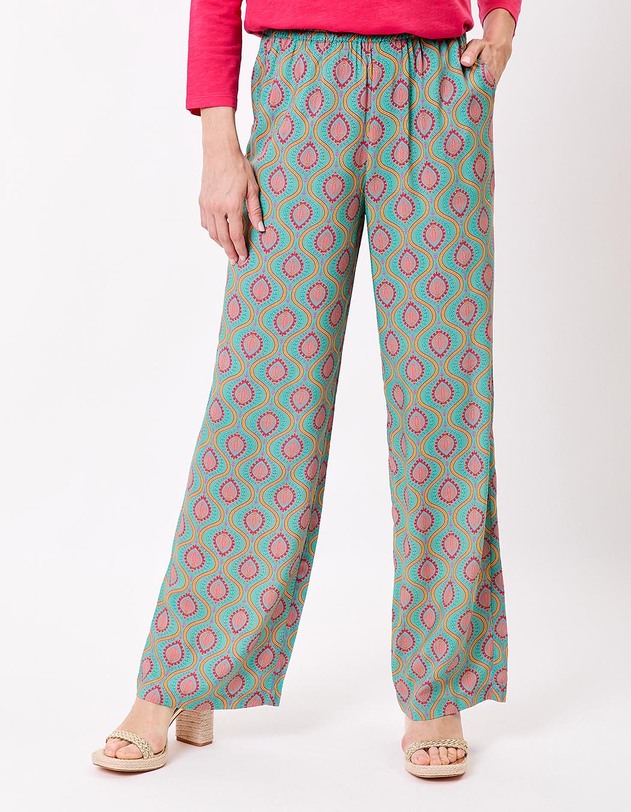 Pantalon fluide &eacute;lastiqu&eacute; large imprim&eacute; La Fianc&eacute;e