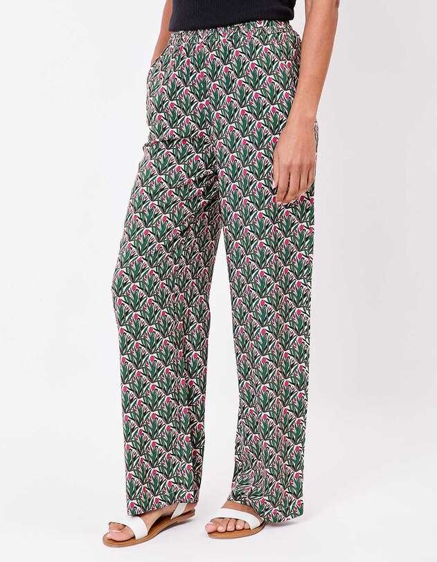 Pantalon fluide élastiqué large imprimé La Fiancée